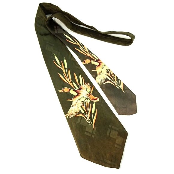 Jaymore Mens Necktie Vintage Mid-Century Novelty Tie Grandpacore Duck Hunting - Picture 1 of 6